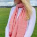 Coral scarf in diamond pattern